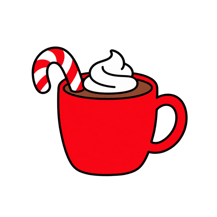 Hot Cocoa with a Candy Cane – Christmas clipart, transparent PNG