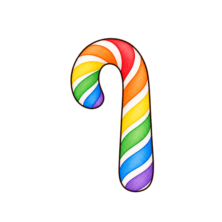 Rainbow Candy Cane – Christmas clipart, transparent PNG