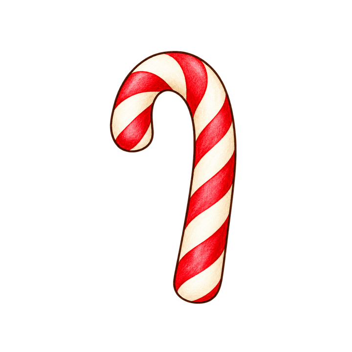 Watercolor Candy Cane – Christmas clipart, transparent PNG