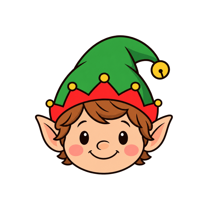 Smiling Elf Face – Christmas clipart, transparent PNG