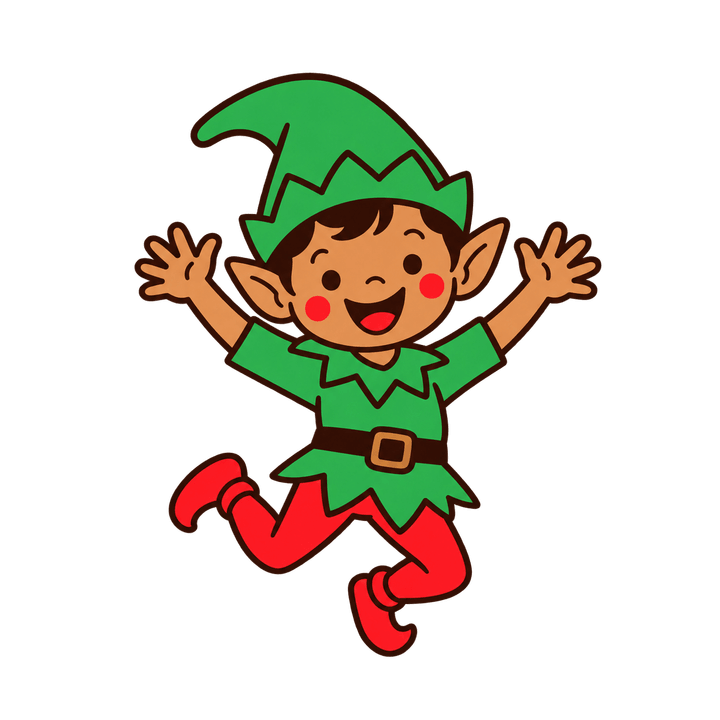 Elf Jumping for Joy – Christmas clipart, transparent PNG