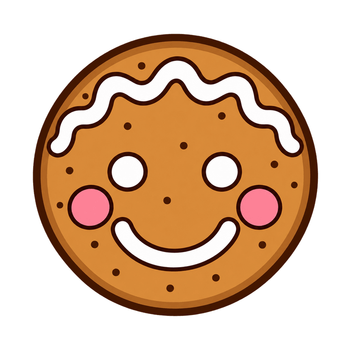 Smiling Gingerbread Man Face – Christmas clipart, transparent PNG