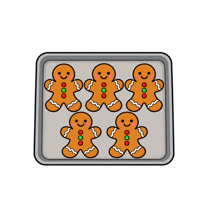 Gingerbread Men on a Baking Tray – Christmas clipart, transparent PNG