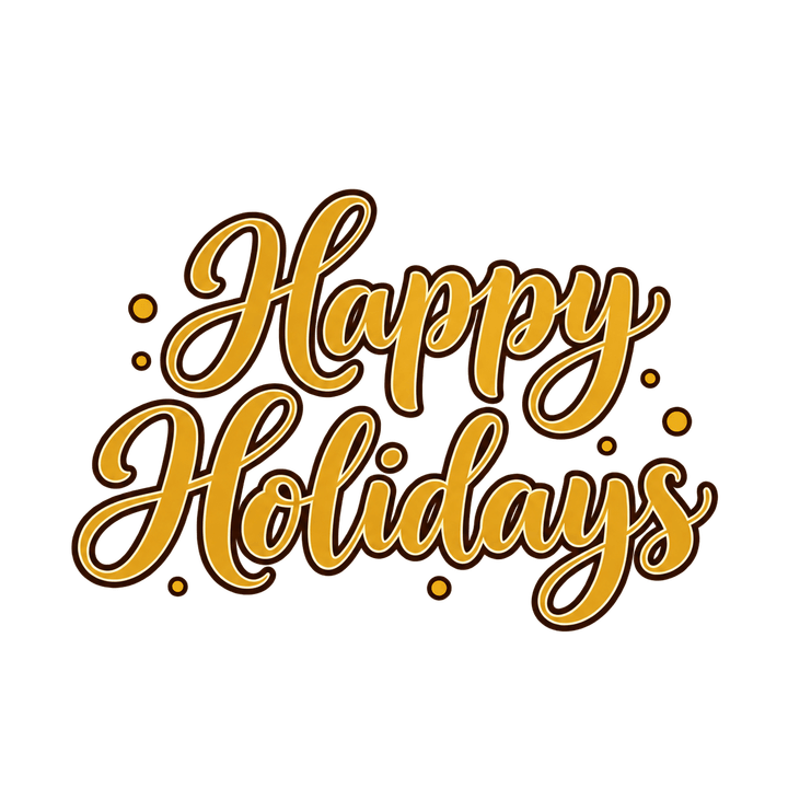 Gold Script Happy Holidays – Christmas clipart, transparent PNG