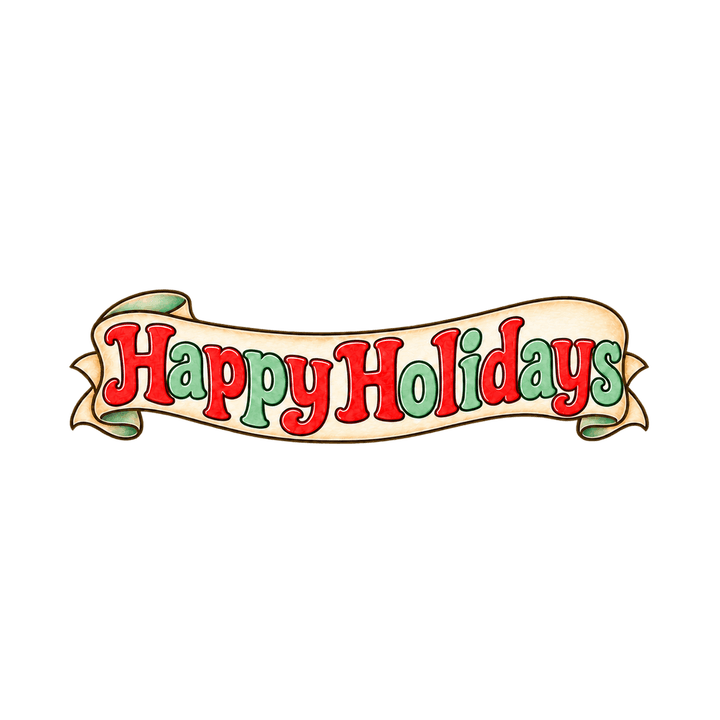 Retro Banner Happy Holidays – Christmas clipart, transparent PNG