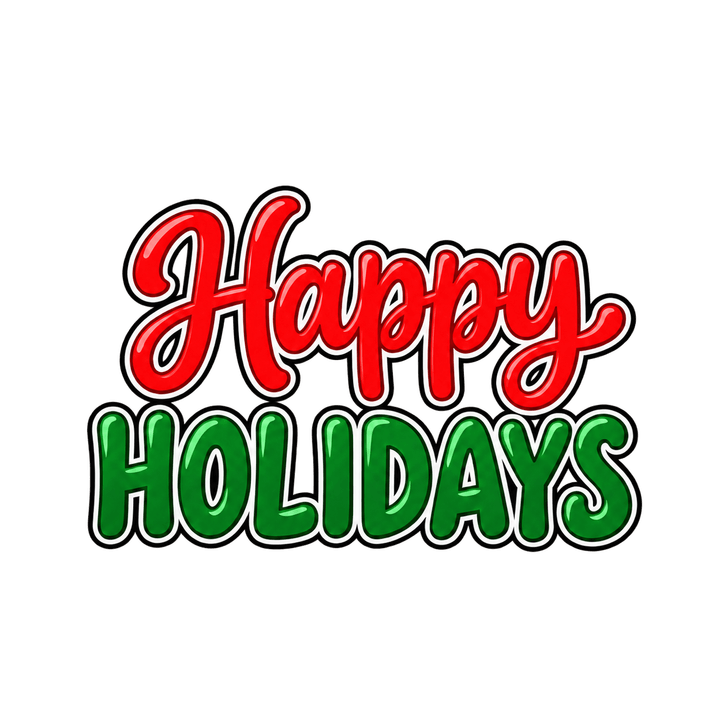Red and Green Happy HOLIDAYS – Christmas clipart, transparent PNG