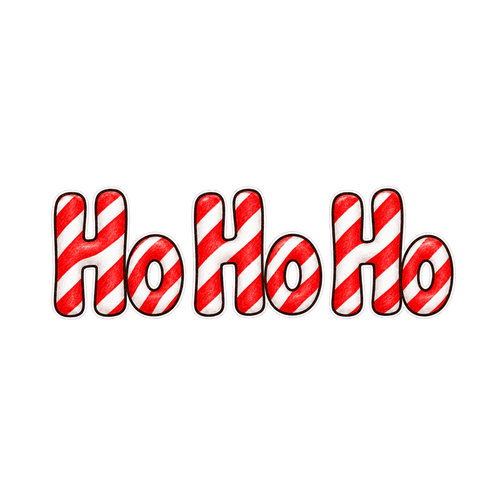 Candy Cane Striped Ho Ho Ho – Christmas clipart, transparent PNG