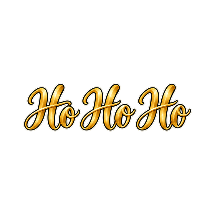 Gold Script Ho Ho Ho – Christmas clipart, transparent PNG