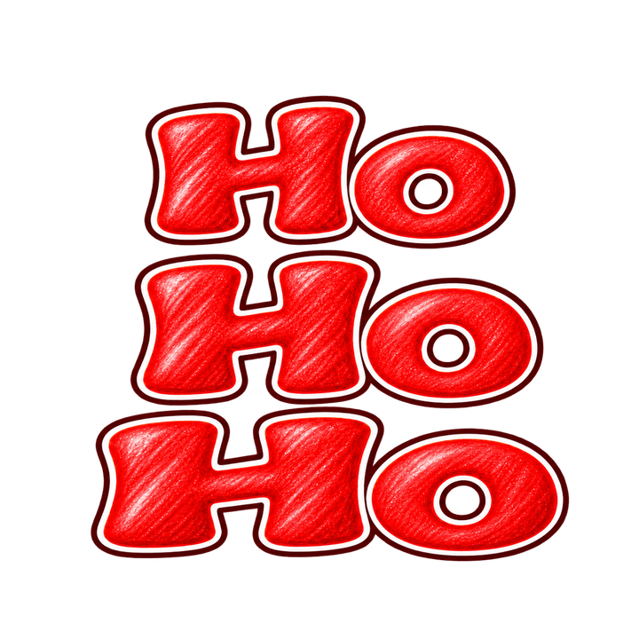 Red Crayon Stacked Ho Ho Ho – Christmas clipart, transparent PNG