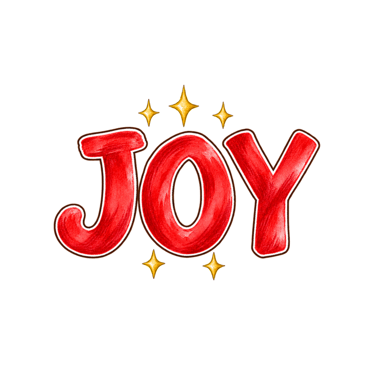 Red Brush JOY with Sparkles – Christmas clipart, transparent PNG
