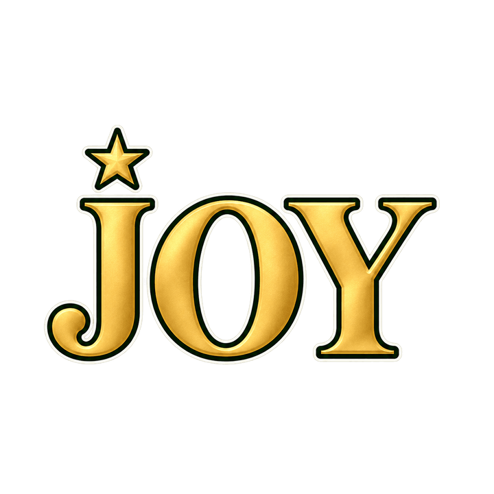 Gold JOY with a Star – Christmas clipart, transparent PNG