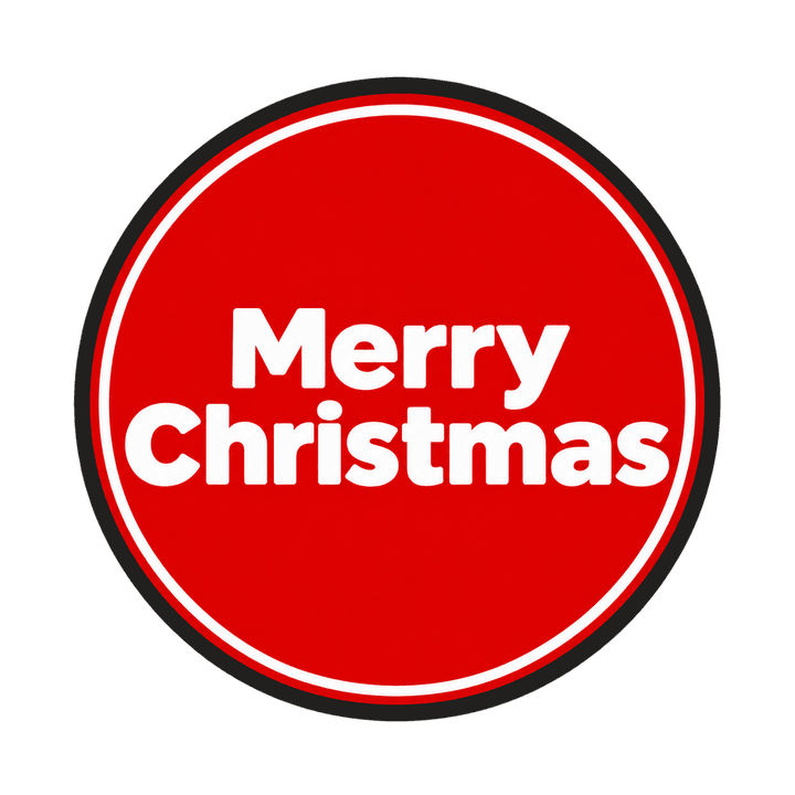 Red Round Badge Merry Christmas – Christmas clipart, transparent PNG