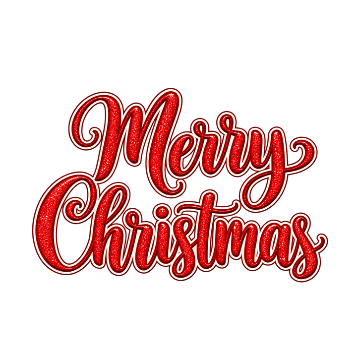 Red Glitter Merry Christmas – Christmas clipart, transparent PNG