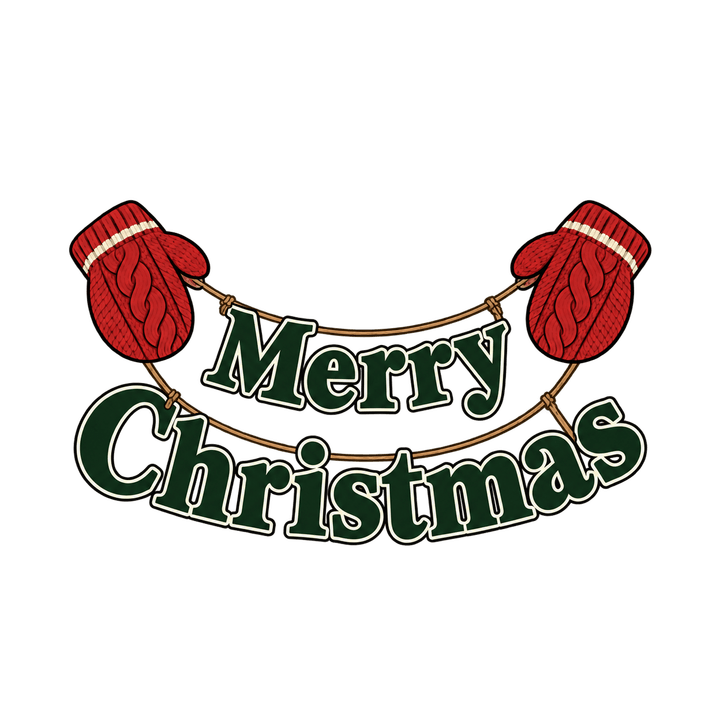 Mitten Garland Merry Christmas – Christmas clipart, transparent PNG