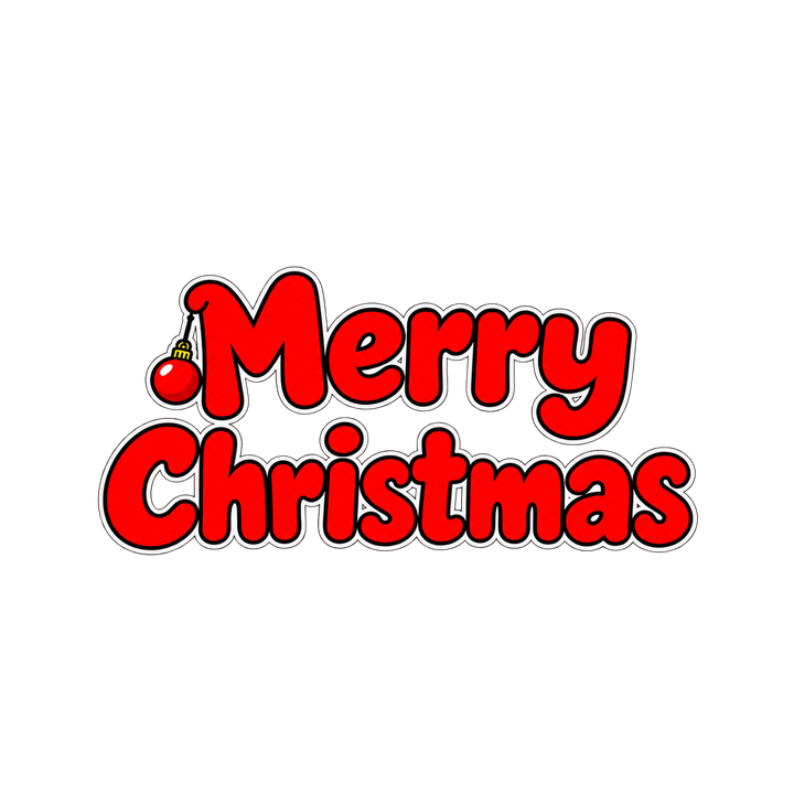 Red Merry Christmas with an Ornament – Christmas clipart, transparent PNG