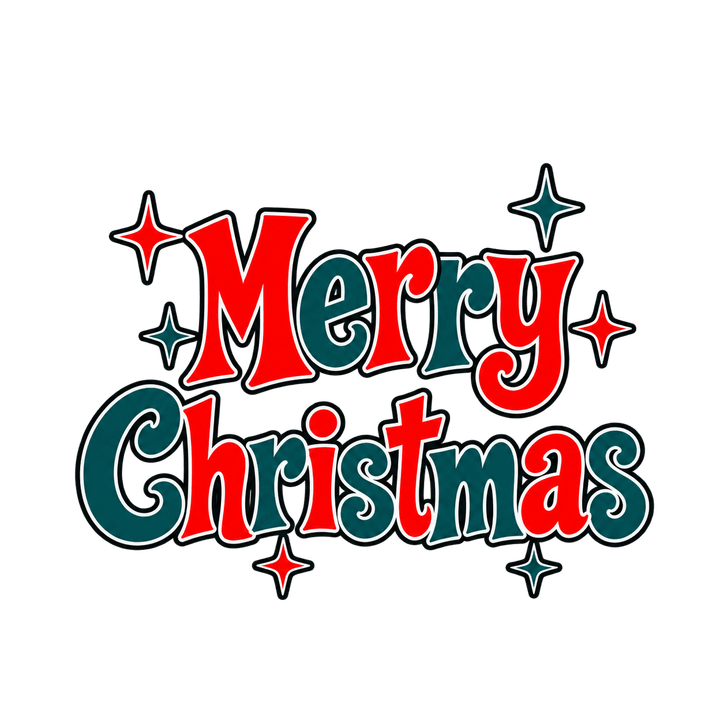 Retro Red and Teal Merry Christmas – Christmas clipart, transparent PNG