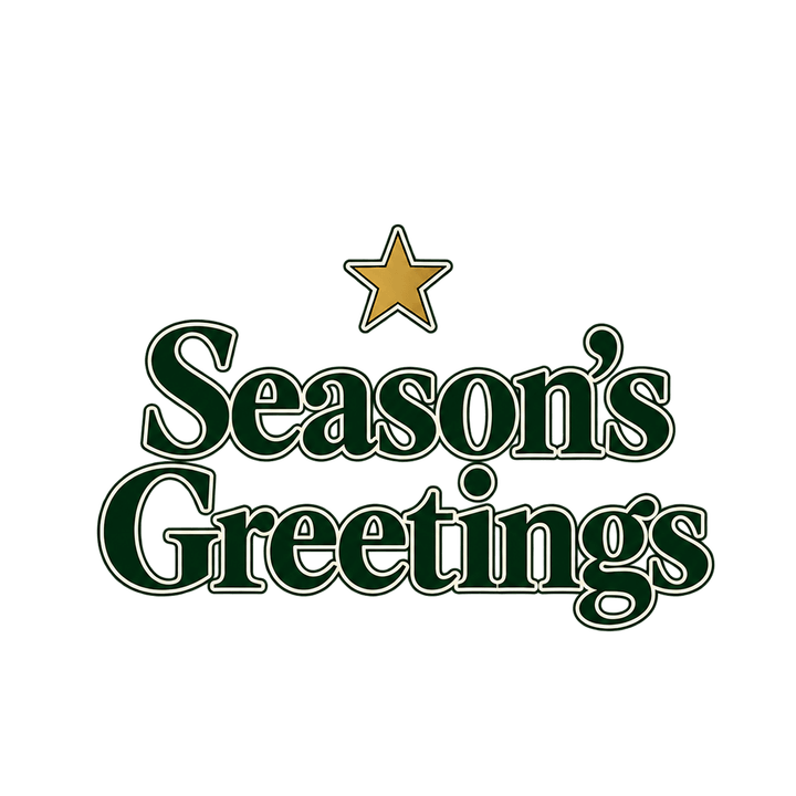 Green Serif Season's Greetings – Christmas clipart, transparent PNG
