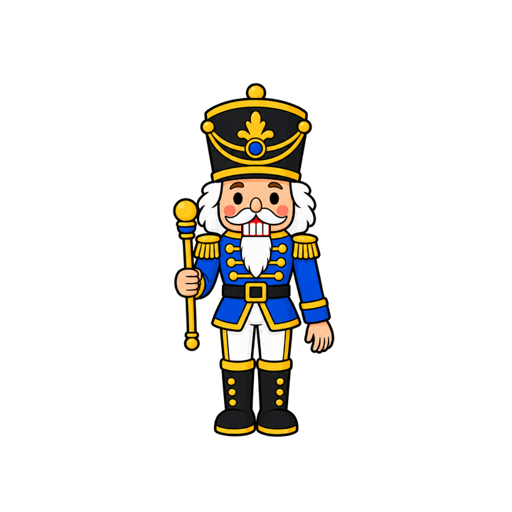 Blue Nutcracker with a Scepter – Christmas clipart, transparent PNG