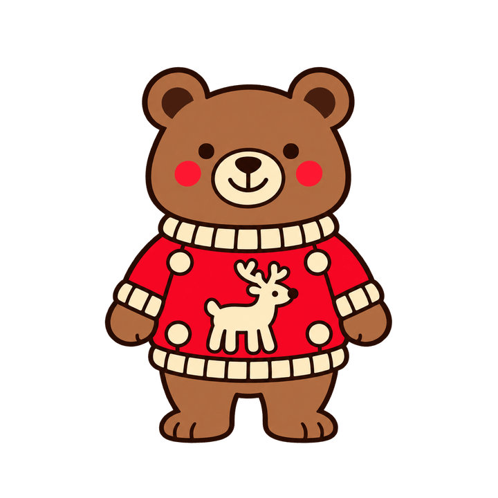 Bear in an Ugly Sweater – Christmas clipart, transparent PNG