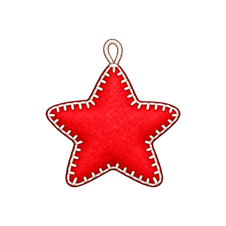 Red Felt Star Ornament – Christmas clipart, transparent PNG