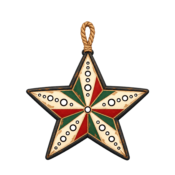 Punched Tin Star Ornament – Christmas clipart, transparent PNG