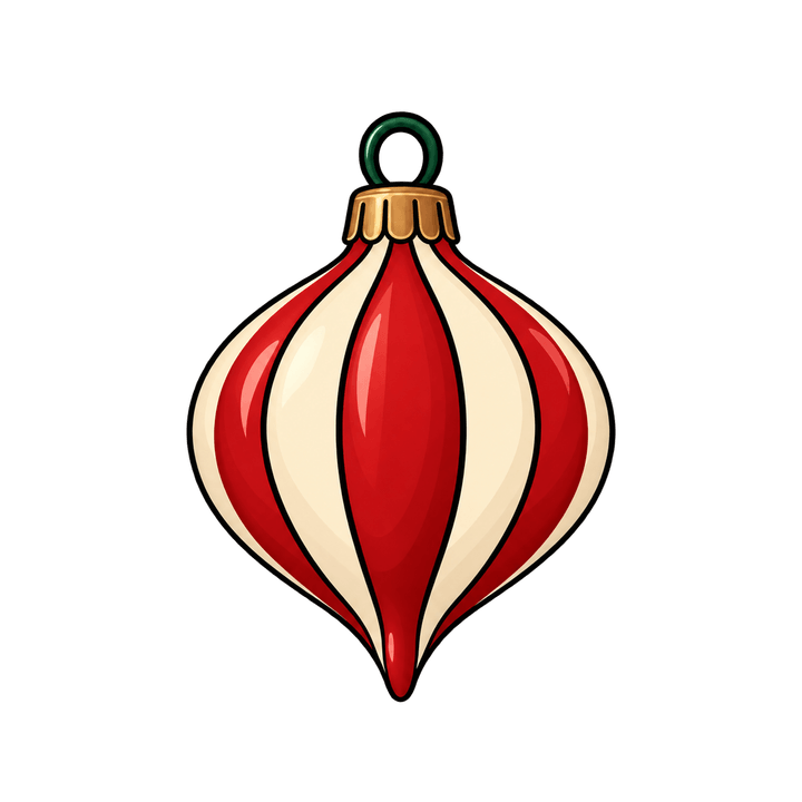 Striped Teardrop Ornament – Christmas clipart, transparent PNG