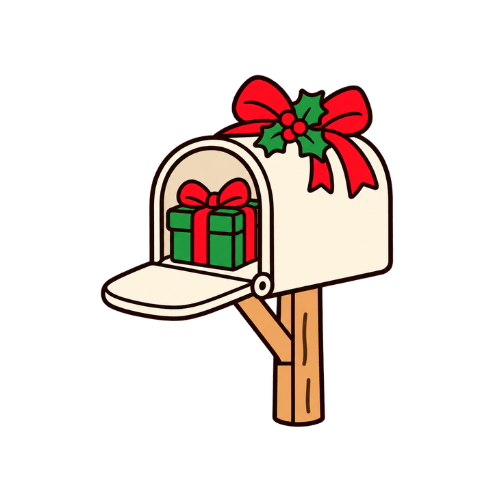Mailbox with a Gift Inside – Christmas clipart, transparent PNG