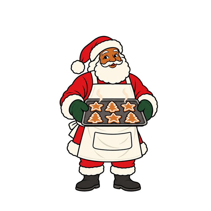 Santa with a Tray of Cookies – Christmas clipart, transparent PNG