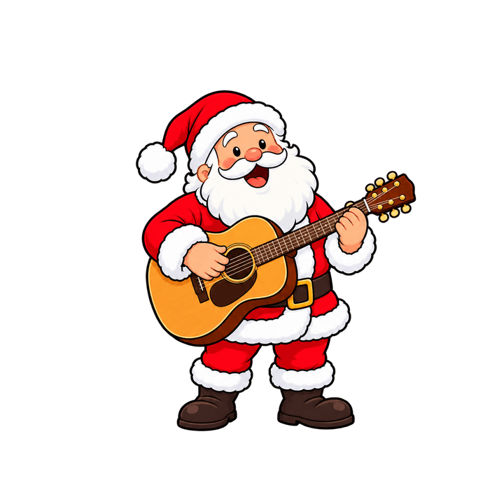 Santa Playing Guitar – Christmas clipart, transparent PNG