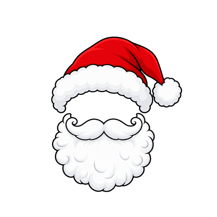 Santa Hat and Beard – Christmas clipart, transparent PNG