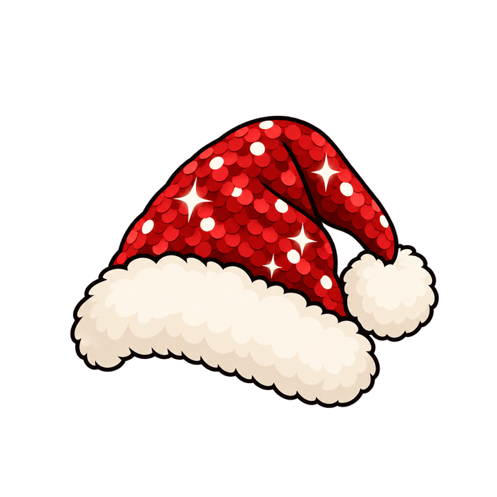 Sequin Santa Hat – Christmas clipart, transparent PNG