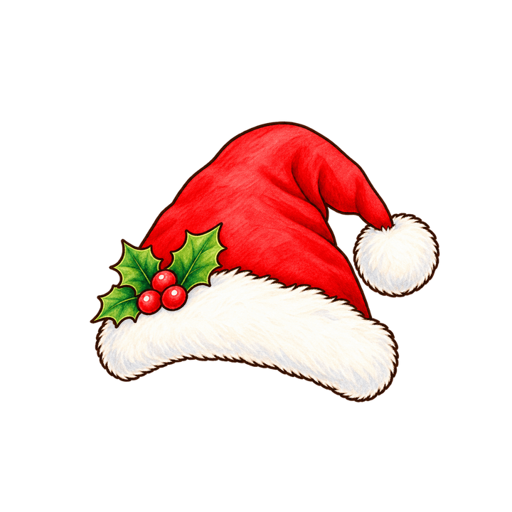 Santa Hat with Holly – Christmas clipart, transparent PNG