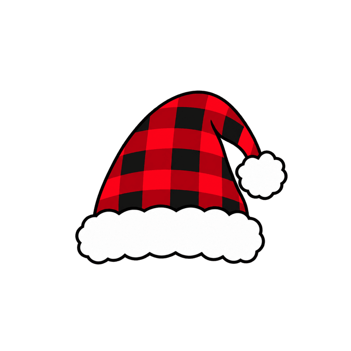 Buffalo Plaid Santa Hat – Christmas clipart, transparent PNG