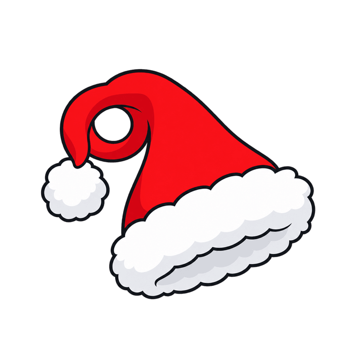 Santa Hat with a Curled Tip – Christmas clipart, transparent PNG