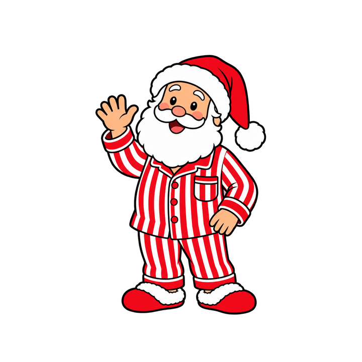 Santa in Striped Pajamas – Christmas clipart, transparent PNG
