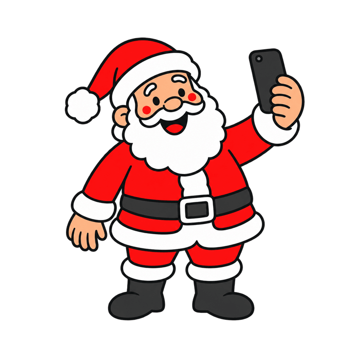 Santa Taking a Selfie – Christmas clipart, transparent PNG