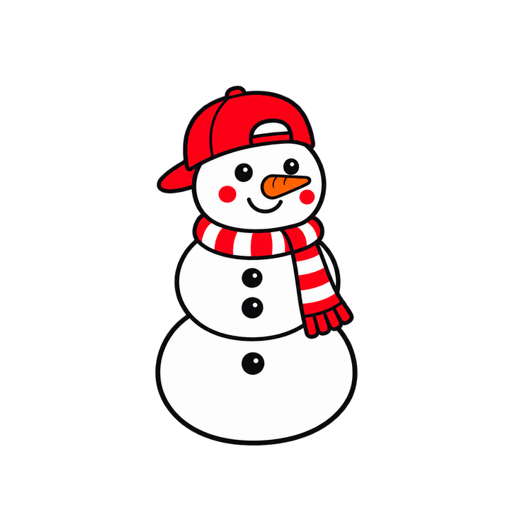 Snowman in a Backwards Cap – Christmas clipart, transparent PNG