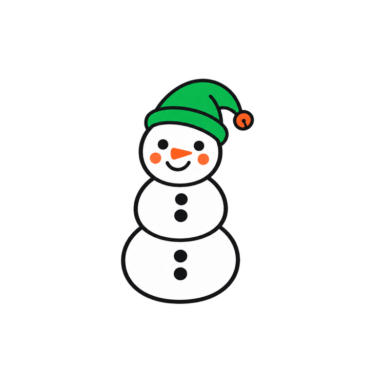 Snowman in an Elf Hat – Christmas clipart, transparent PNG