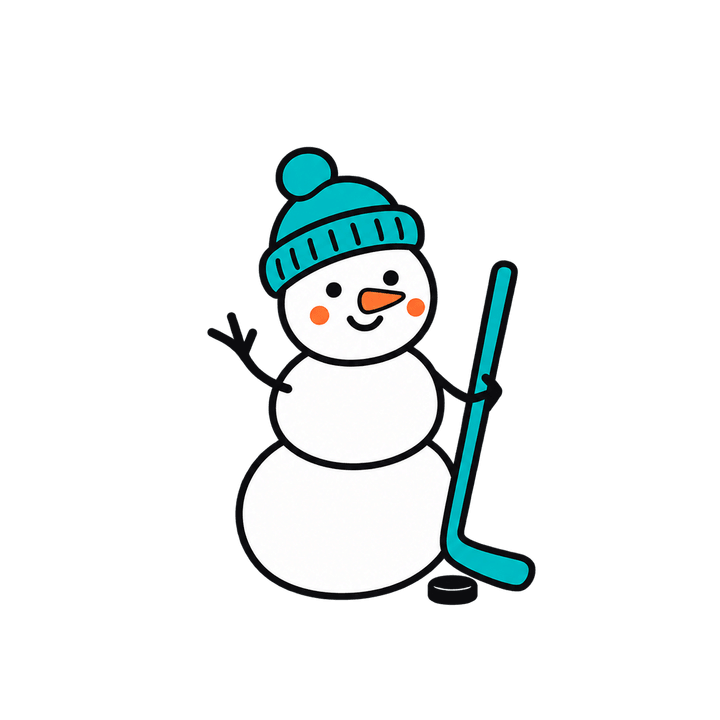 Snowman with a Hockey Stick – Christmas clipart, transparent PNG