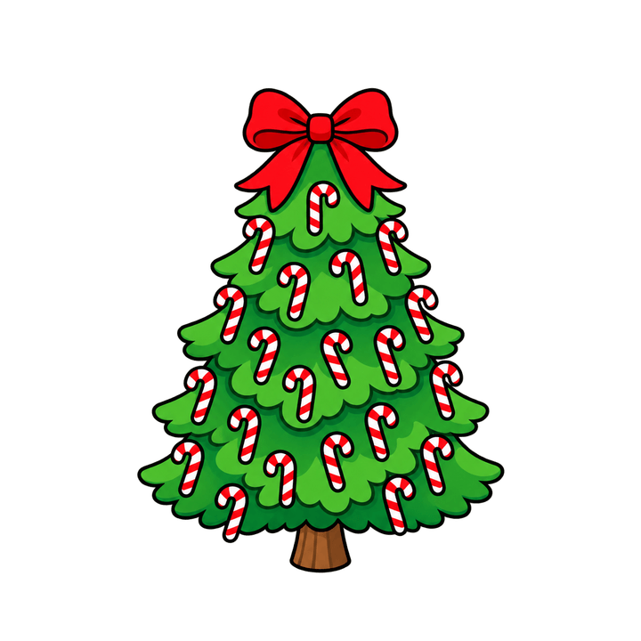 Christmas Tree with Candy Canes – Christmas clipart, transparent PNG