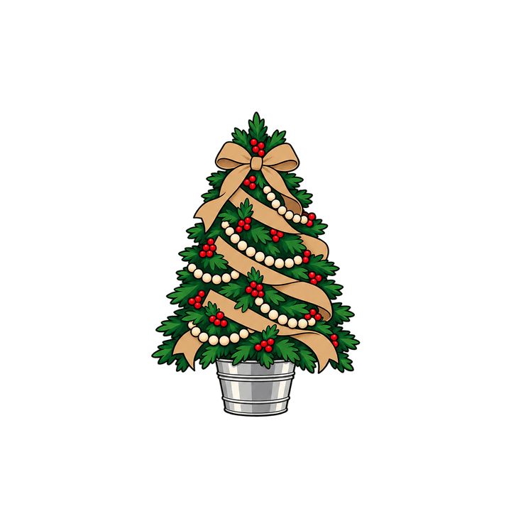 Christmas Tree in a Metal Bucket – Christmas clipart, transparent PNG