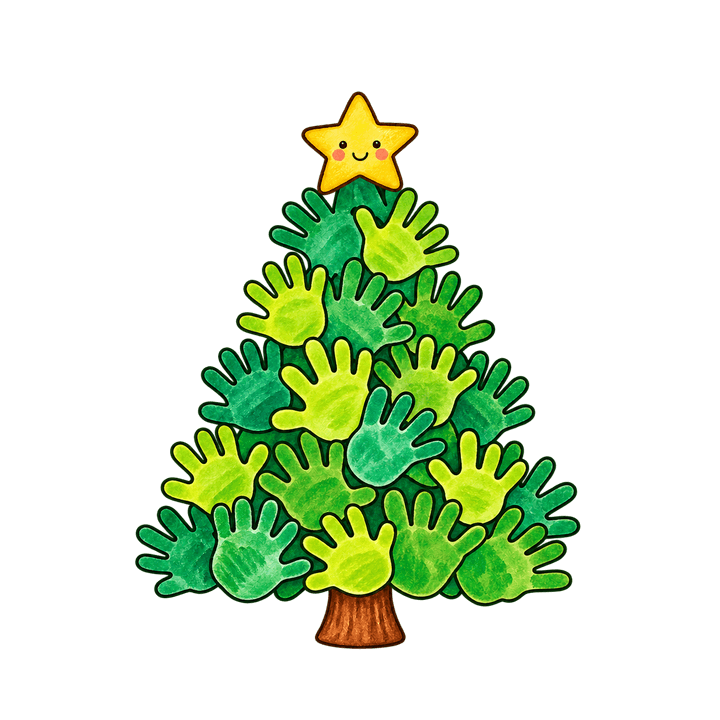 Handprint Christmas Tree – Christmas clipart, transparent PNG
