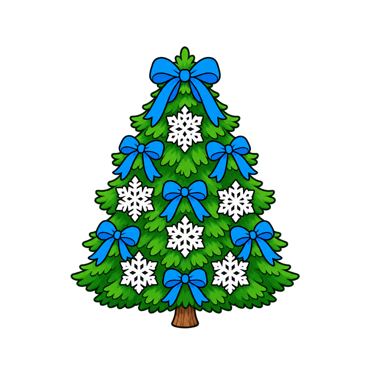 Christmas Tree with Paper Snowflakes – Christmas clipart, transparent PNG