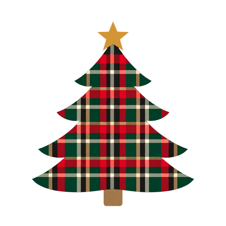 Tartan Christmas Tree – Christmas clipart, transparent PNG