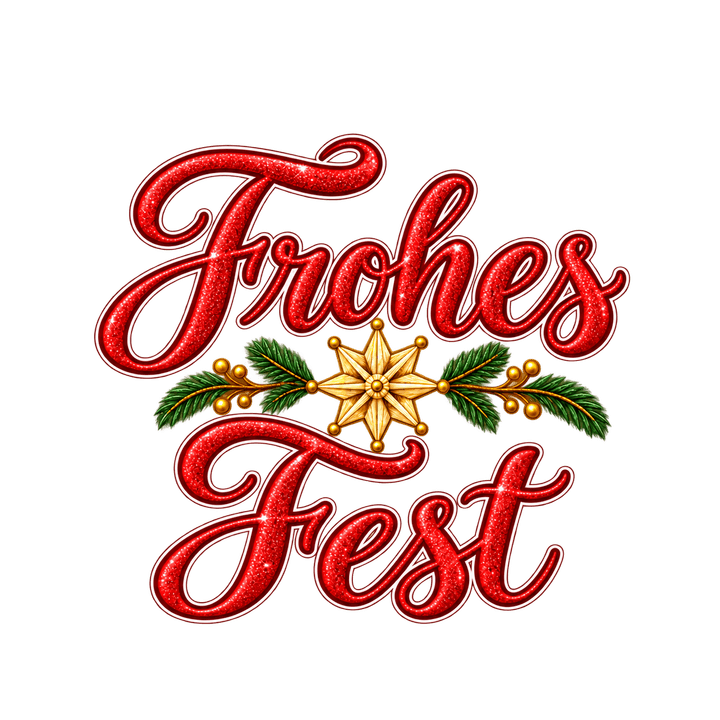 Roter Glitzer-Schriftzug Frohes Fest – Weihnachten Clipart, transparentes PNG